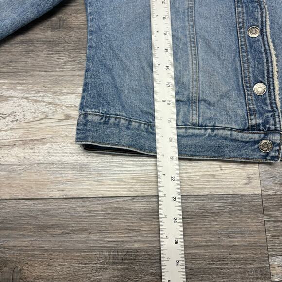 Vintage Y2K Aeropostale Womens‎ M Sherpa Collar Denim Blue Jean Trucker Jacket - Picture 6 of 8